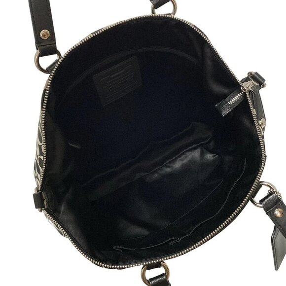 COACH Ashley Signature NS Satchel Tote Bag F25185 Black Light gray Jacquard - Picture 7 of 8